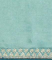 Aquamarine Woven Synthetic Vichitra Saree With Stone Work Border-BL5422