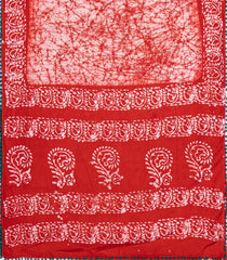 Red Printed Jaipur Cotton Saree With Tie & Dye Motifs-JC1854