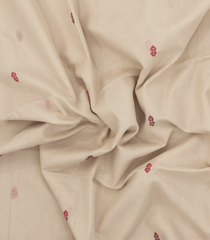 Cream Handloom Bengal Cotton Saree With Floral Buttas-BG1779