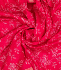 Red Woven Art Dola Silk Saree With Printed Floral Motifs-BL3947