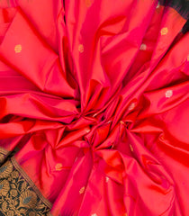 Hot Peach Handloom Soft Silk Saree With Buttas & Contrast Border-SO4030