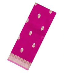 Pink Woven Banarasi Poona Silk Saree With Zari Buttas & Contrast Border-BP1021