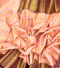 Multi Colour Handloom Korvai Kanchipuram Silk Saree With Checks-KA13452