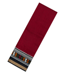 Maroon Printed Chanderi Cotton Saree With Zari Border-BL5488