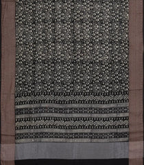 Black Printed Chanderi Cotton Saree With Floral Motifs & Sequin Work-CC1430