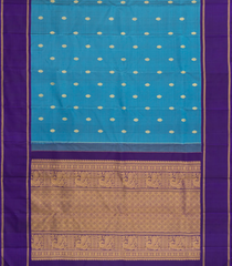 Sky Blue Handloom Kanchipuram Silk Saree With Floral Buttas-KA14442