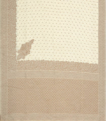 Off White Woven Art Linen Saree With Flower Motifs-BL5652