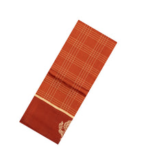 Rust Handloom Banarasi Silk Saree With Zari Checks-BE1876