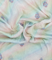 Multicolor Handloom Linen Saree With Embroidered Floral Motifs-LI0775