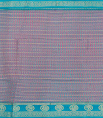 Dusty Pink Printed Synthetics Dola with Zari Stripes & Contrast Border-BL5216