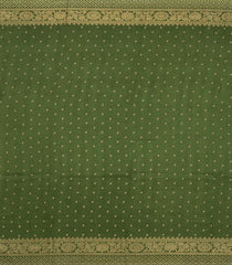 Leafy Green Printed Synthetics Dola Silk Saree With Floral Motifs-BL5200