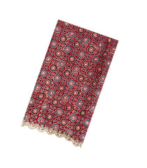 Crimson Printed Modal Silk Saree With Embroidered Motifs-PS0747