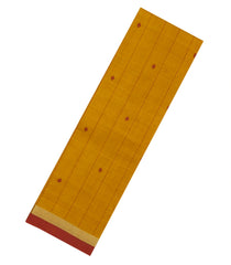 Mustard Woven Rasipuram Cotton Sari With Checks & Buttas-RA2607