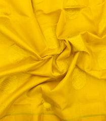 Lemon Yellow Handloom Silk Cotton Saree With Buttas & Contrast Border-SC4720