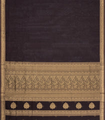 Black Handloom Silk Cotton Saree With Zari Border-SC4798