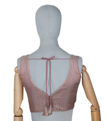 Dusty Peach Woven Readymade Blended Raw Silk Blouse-RB5166