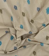 Taupe Handloom Bengal Cotton Saree With Annam Motifs-BG1829