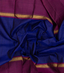 Blue Handloom Muppagam Kanchipuram Silk Saree With Checks-KA14506