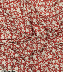 Crimson Printed Jaipur Cotton Saree With Floral Motifs-JC1897