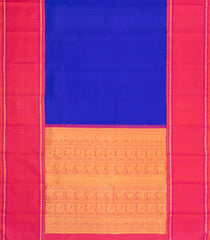 Blue Handloom Korvai Kanchipuram Silk Saree With Contrast Border-KA16212
