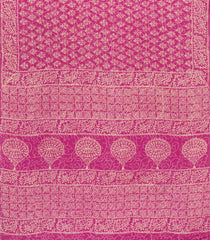 Pink Printed Jaipur Cotton Saree With Floral Motifs-JC1626