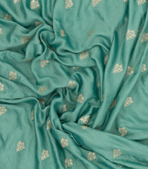 Aquamarine Woven Synthetic Blended Saree With Embroidered Motifs-EN2075