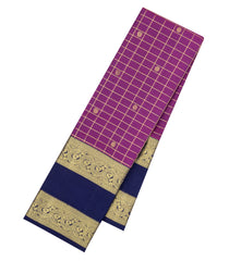 Magenta Handloom Kanchipuram Silk Saree With Zari Checks & Buttas-KA16897