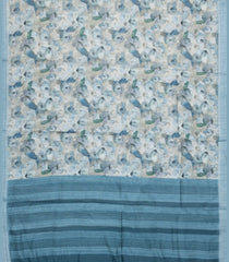 Grey Woven Synthetic Jute Saree With Printed Floral Motifs-BL4172