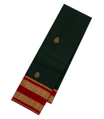 Bottle Green Handloom Kanchipuram Silk Saree With Floral Buttas-KA14109