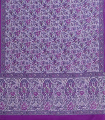 Lilac Printed Crepe Silk Saree With Floral Motifs-PS0887
