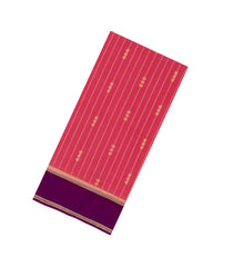 Peach Woven Art Crepe  Saree With Zari Stripes & Contrast Border-BL5133