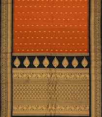 Rust Handloom Gadwal SICO Saree With Cotton Body & Silk Border-GA0406