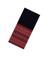 Black Handwoven Bengal Cotton Saree With Crimson Border-BG1485