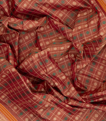 Dusty Peach Handloom Silk Cotton Saree With Checks-SC4228