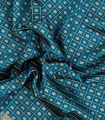 Cyan Handloom Kanchipuram Silk Saree With Checks-KA15106