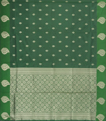 Dark Green Woven Blended Aura Saree With Zari Buttas & Zari Border-BL5818