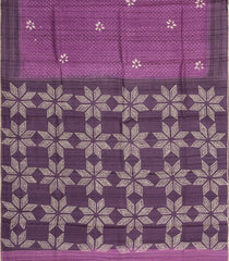 Lilac Printed Tussar Silk Saree With Floral Motifs & embroidered Motifs-TU3845