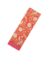Orange Printed Chanderi Cotton Saree With Floral Motifs-CC1738