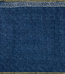 Indigo Woven Jaipur Cotton Saree With Printed Floral Motifs-JC1426