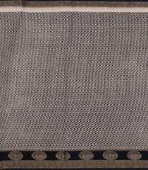 Taupe Printed Synthetics Dola with Zari Stripes & Contrast Border-BL5217