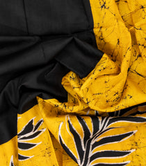 Black Woven Silk Saree With Printed Floral Motifs-PS0569