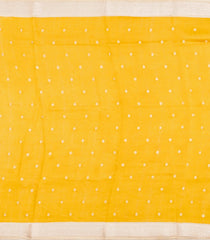 Yellow Printed Tussar Silk Saree With Floral Motifs-TU3666