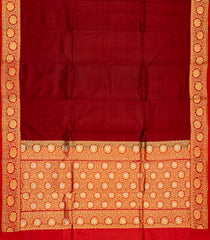 Crimson Handloom Plain Banarasi Silk Saree With Red Border