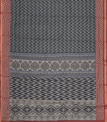 Black Woven Synthetic Chanderi Saree With Printed Chevron Motifs-BL4309