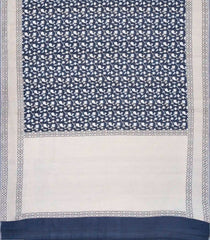 Navy Blue Handloom Organza Satin Soft Silk Saree With Floral Motifs-SO4111
