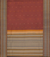 Brown Handloom Kanchipuram Silk Saree With Buttas-KA15155