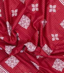 Red Printed Synthetic Dola Saree With Zari Stripes & Border-BL5396