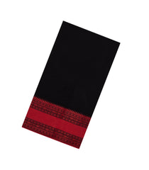 Black Woven Bengal Cotton Saree With Contrast Border-BG1754