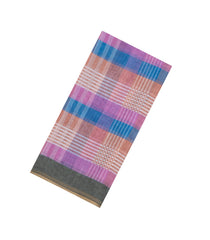 Multi Colour Printed Synthetic Linen Saree With Checks-SY0603