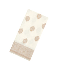 Cream Woven Art Linen Saree With Zari Border-BL5631